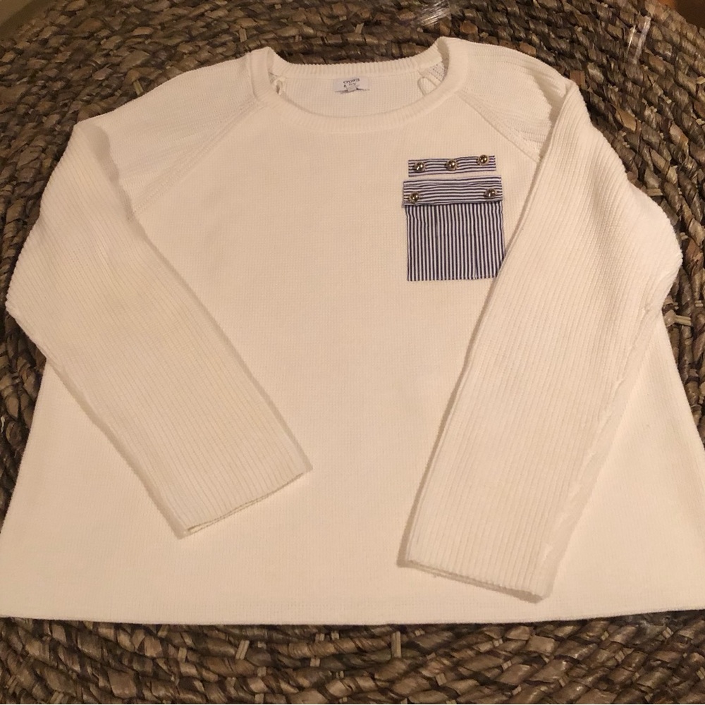 Crown & Ivy Sweater X-Large Cream 24” long 23” chest. New but No tags.